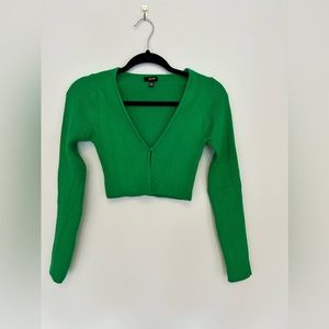 Green crop cardigan